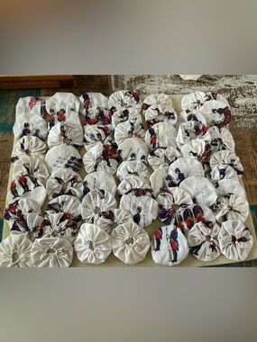 Handmade vintage Fabric Yo-Yo Quilt Pieces, total of 50!